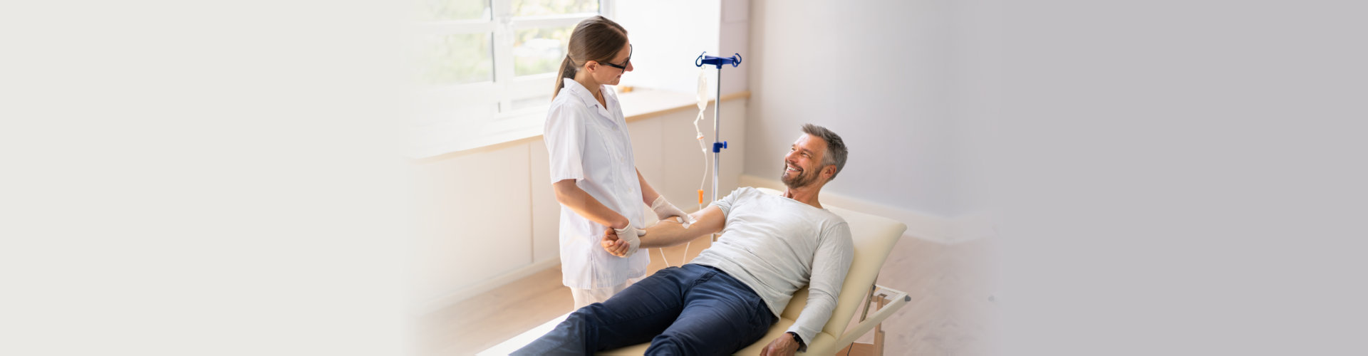 man smiling to the nurse